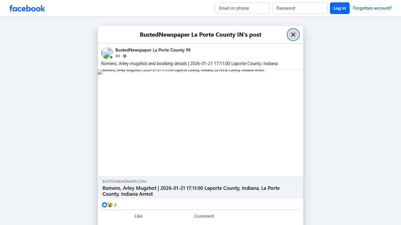 Romero, Arley mugshot... - BustedNewspaper La Porte County IN Facebook