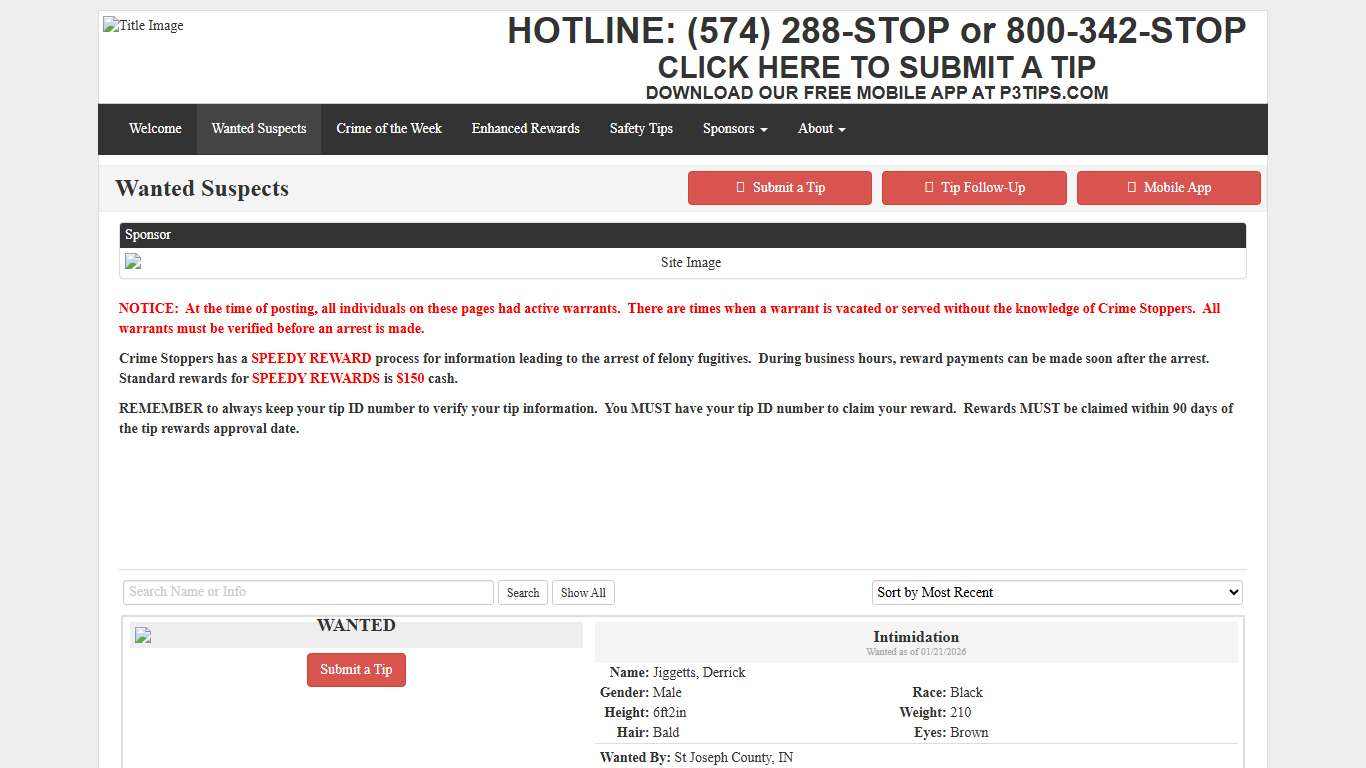 Wanted Suspects - Michiana Crime Stoppers, Inc.